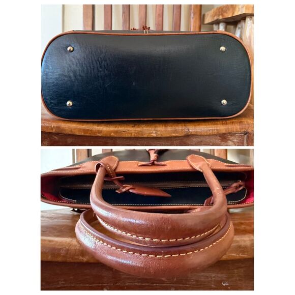 Dooney & Bourke Saffiano Leather Tassle Tote Bag — Black & Natural Trim - Picture 5 of 16